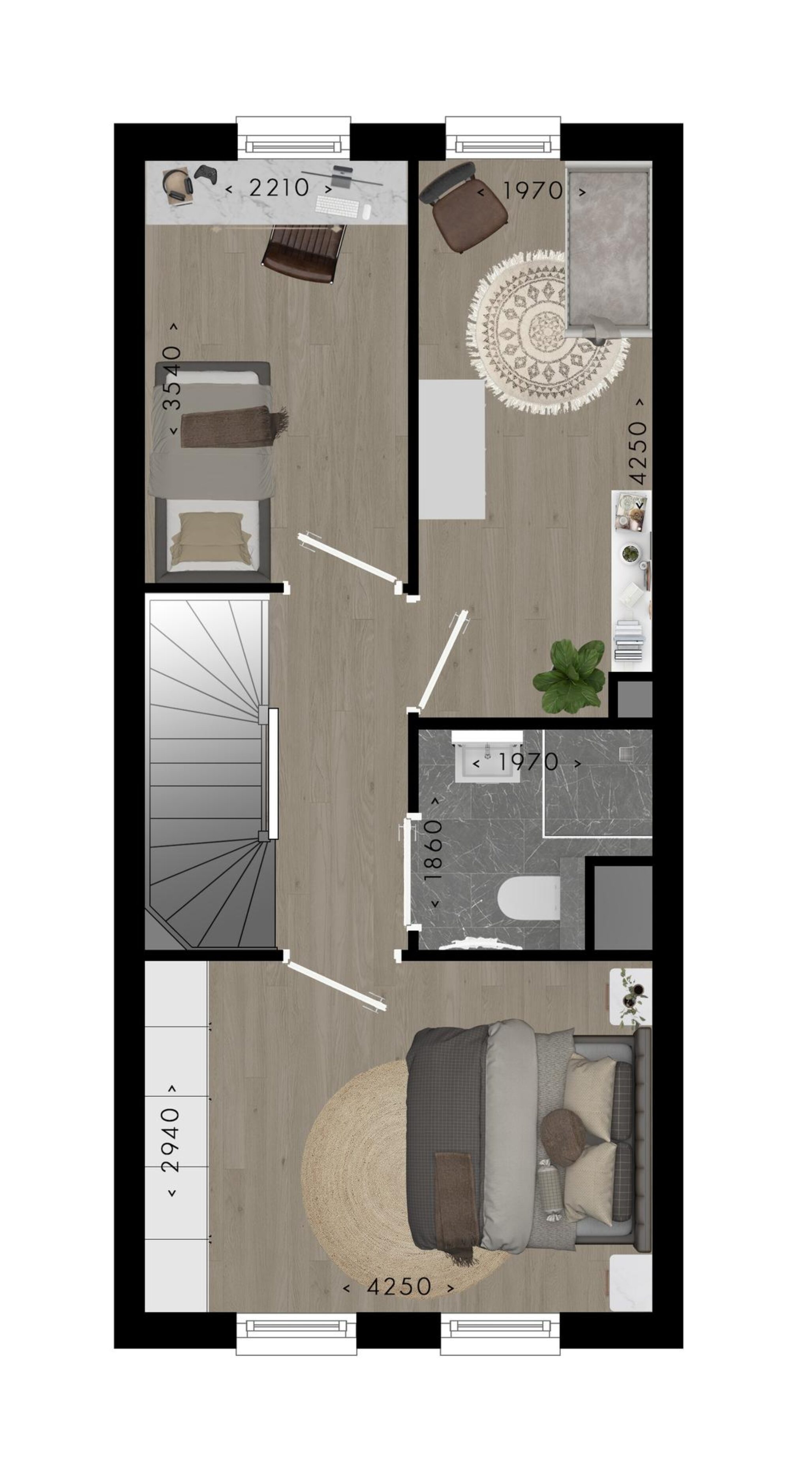 Rijwoning 1e verdieping